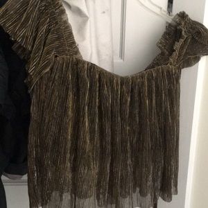 Off the shoulder barely cropped glitter top